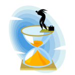 graphic of man standing on glass hourglass