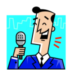 graphic of man speaking into microphone