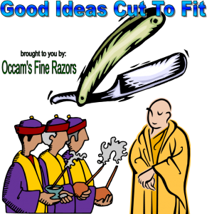 graphic of guys and monk with occams razor