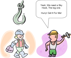 graphic of construction apprentice and sky hook