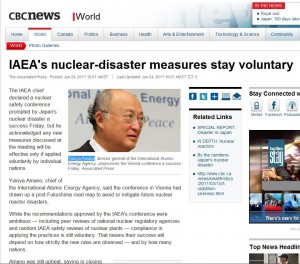 Yukiya Amano says IAEA decides disaster measures voluntary
